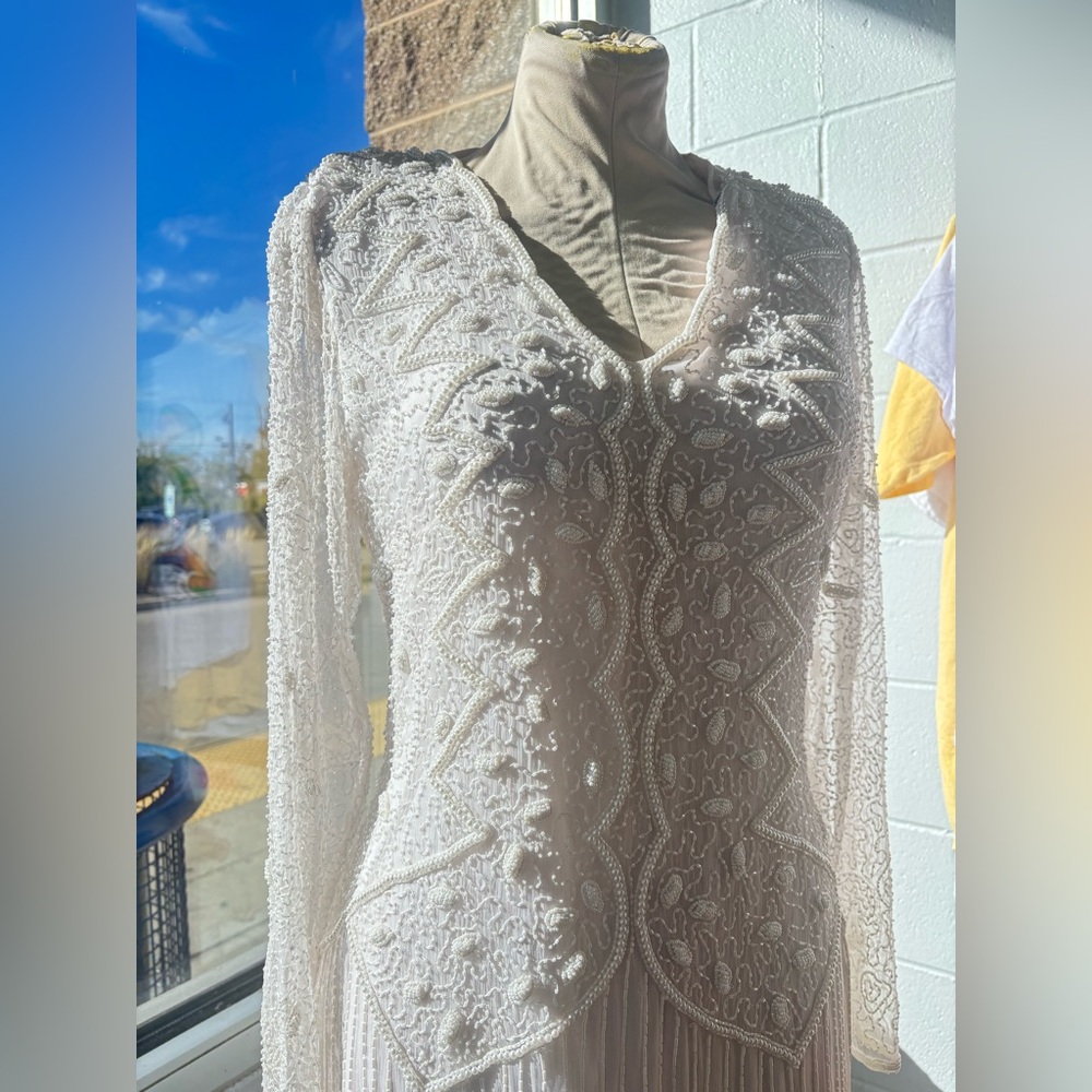Elegant White Beaded Dress